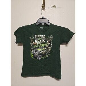 Bass Pro Shops BOYS Graphic T-Shirt Size M 8/9 GREEN Made in USA NEW